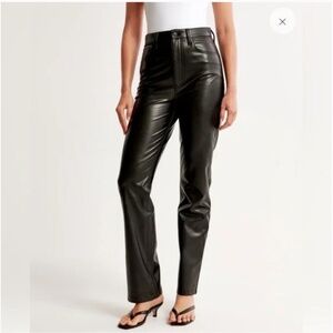 NWT Abercrombie & Fitch | Black 90s Straight Ultra High Rise Vegan Leather Pant